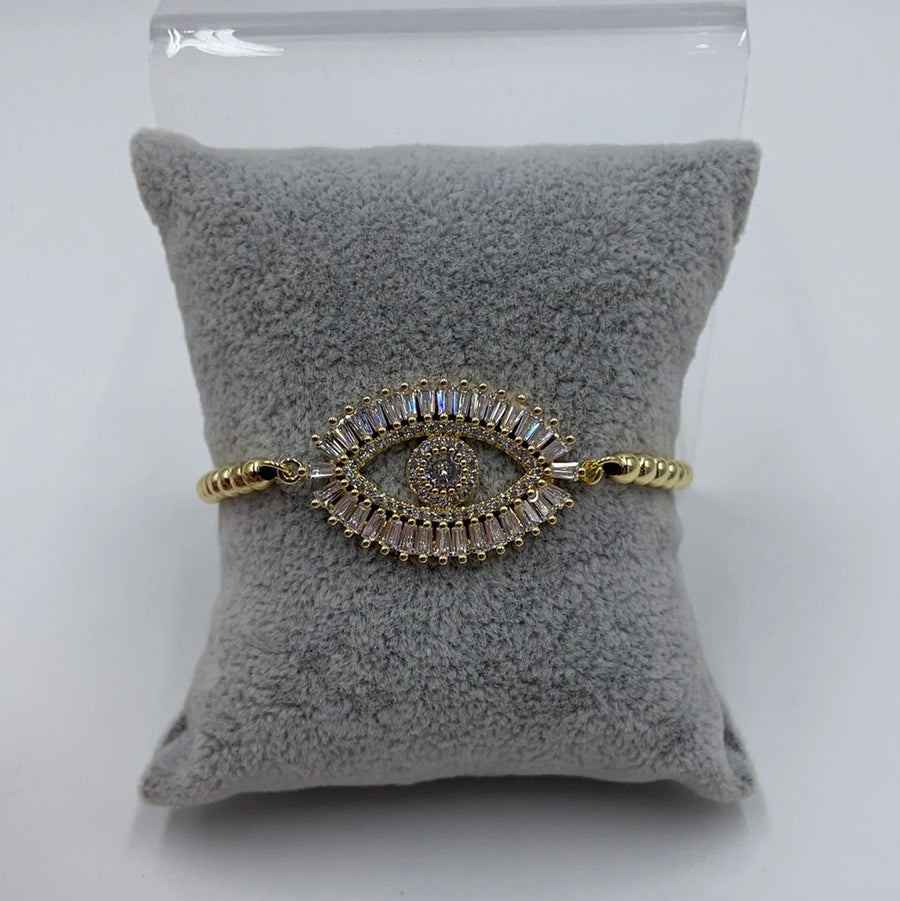 White Lashes Evil Eye Bracelet