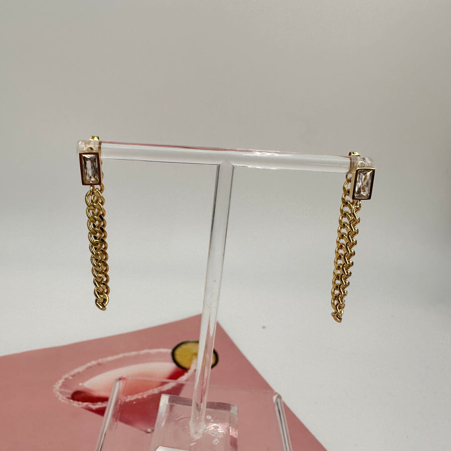 Rectangle Crystal Cuban Earrings