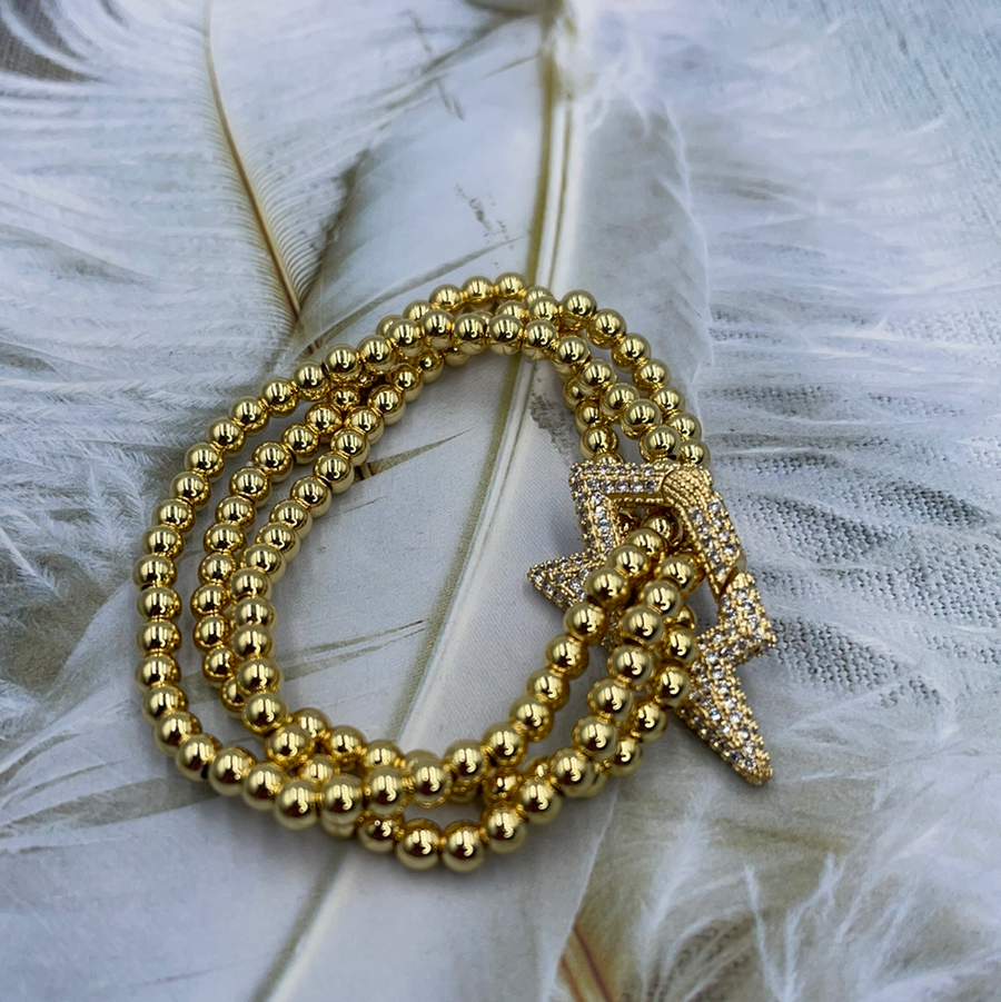 Three Gold Beads Bracelet