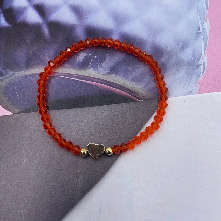 Crystal Heart Elastic Bracelet