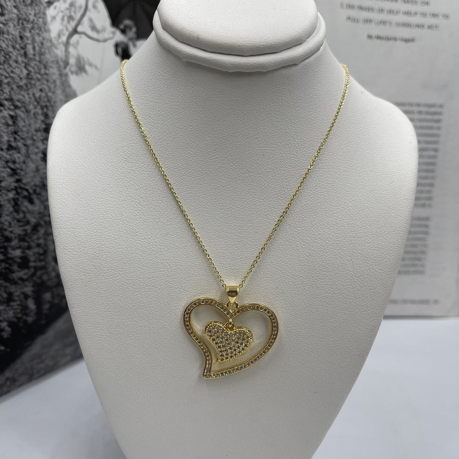 Zirconium Double Heart Necklace