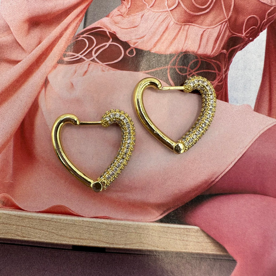 Full Zirconium Hearts Hoops