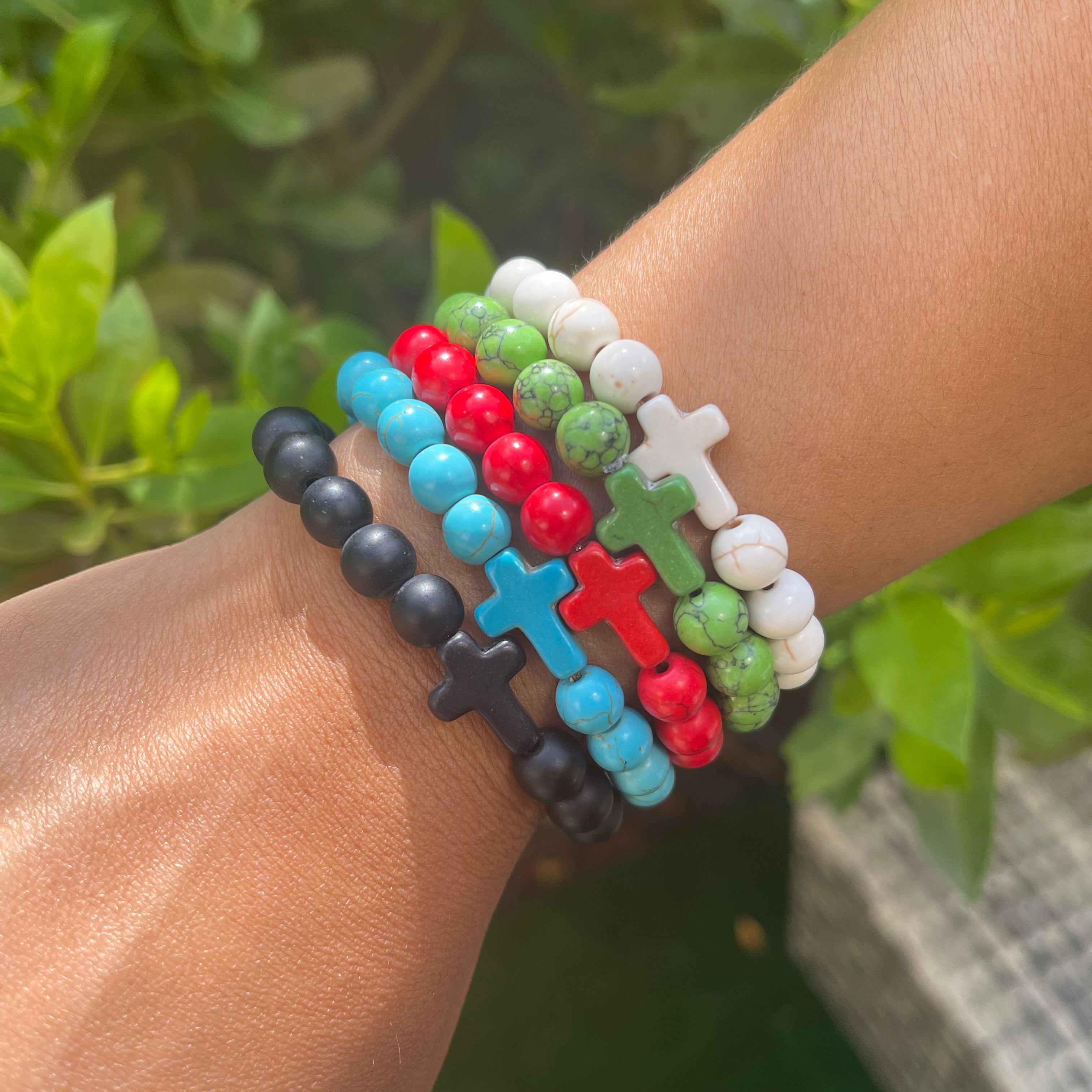 Cross Color Beaded Bracelet