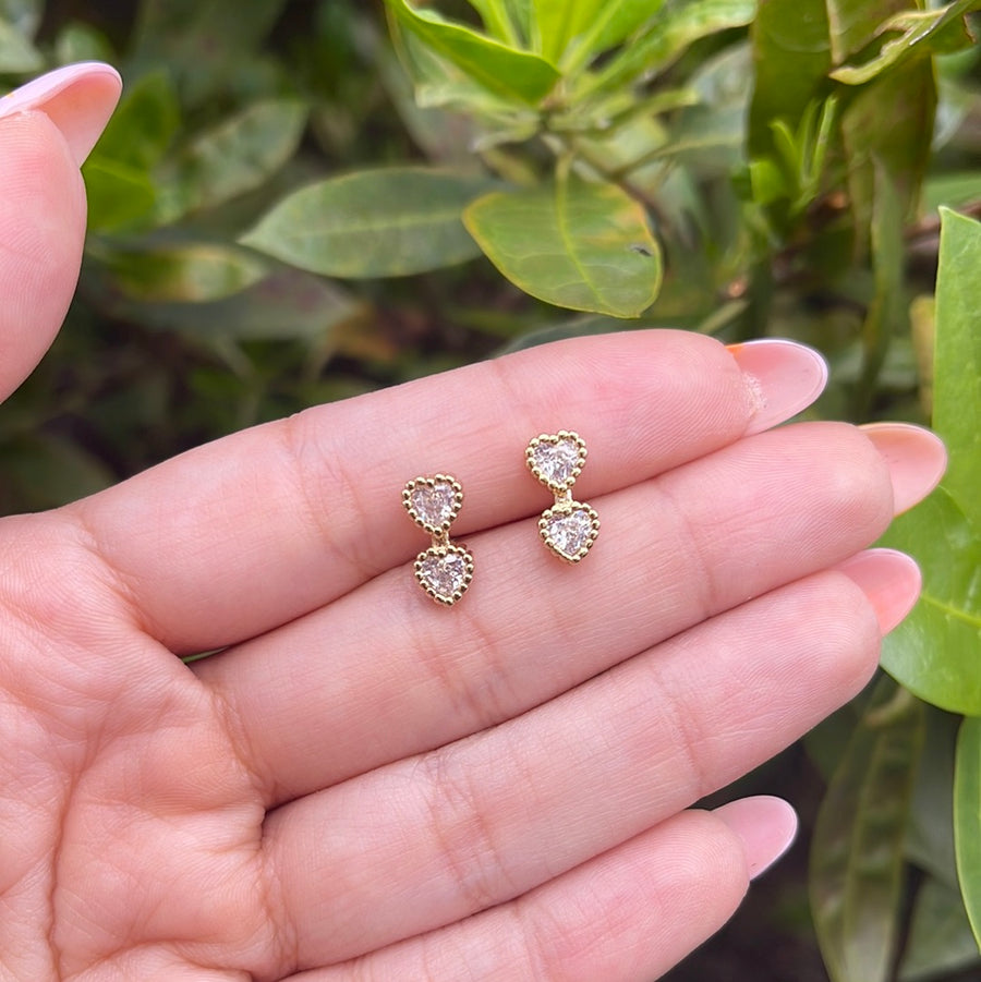 White Crystal Hearts Earrings