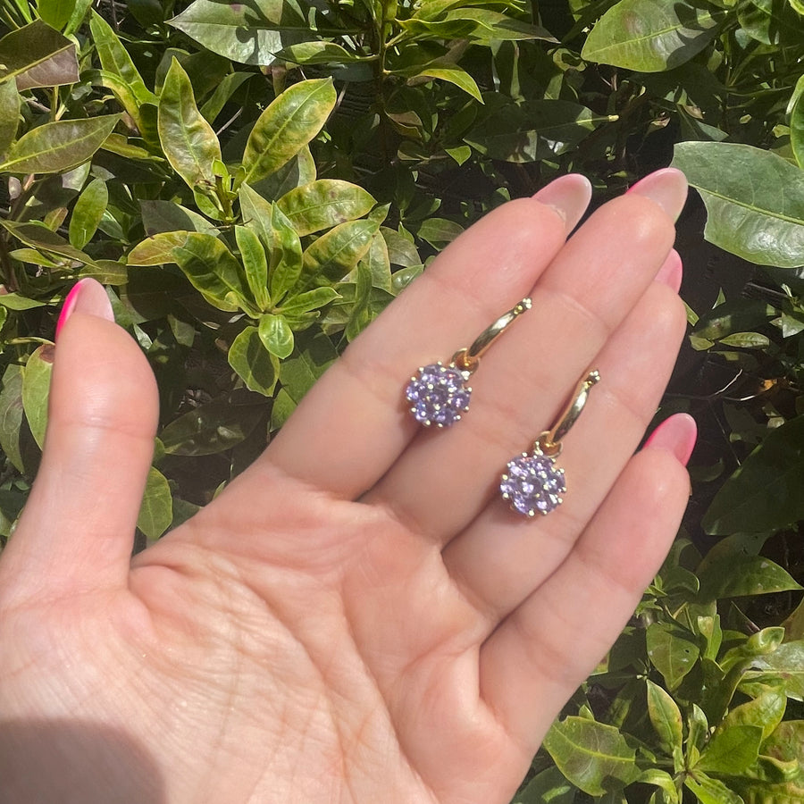 Crystal Flower Hoops