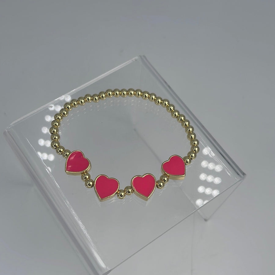 Enamel Hearts Beaded Bracelet