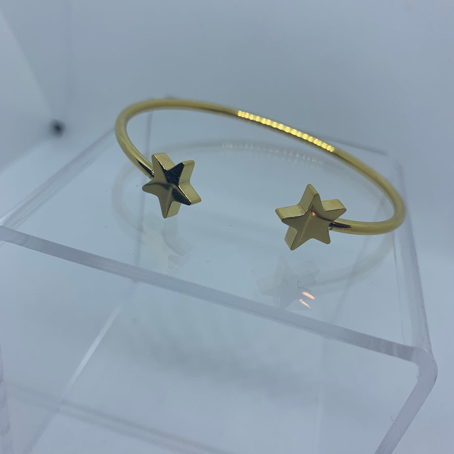 Bangle Bracelet with Shapes Gold