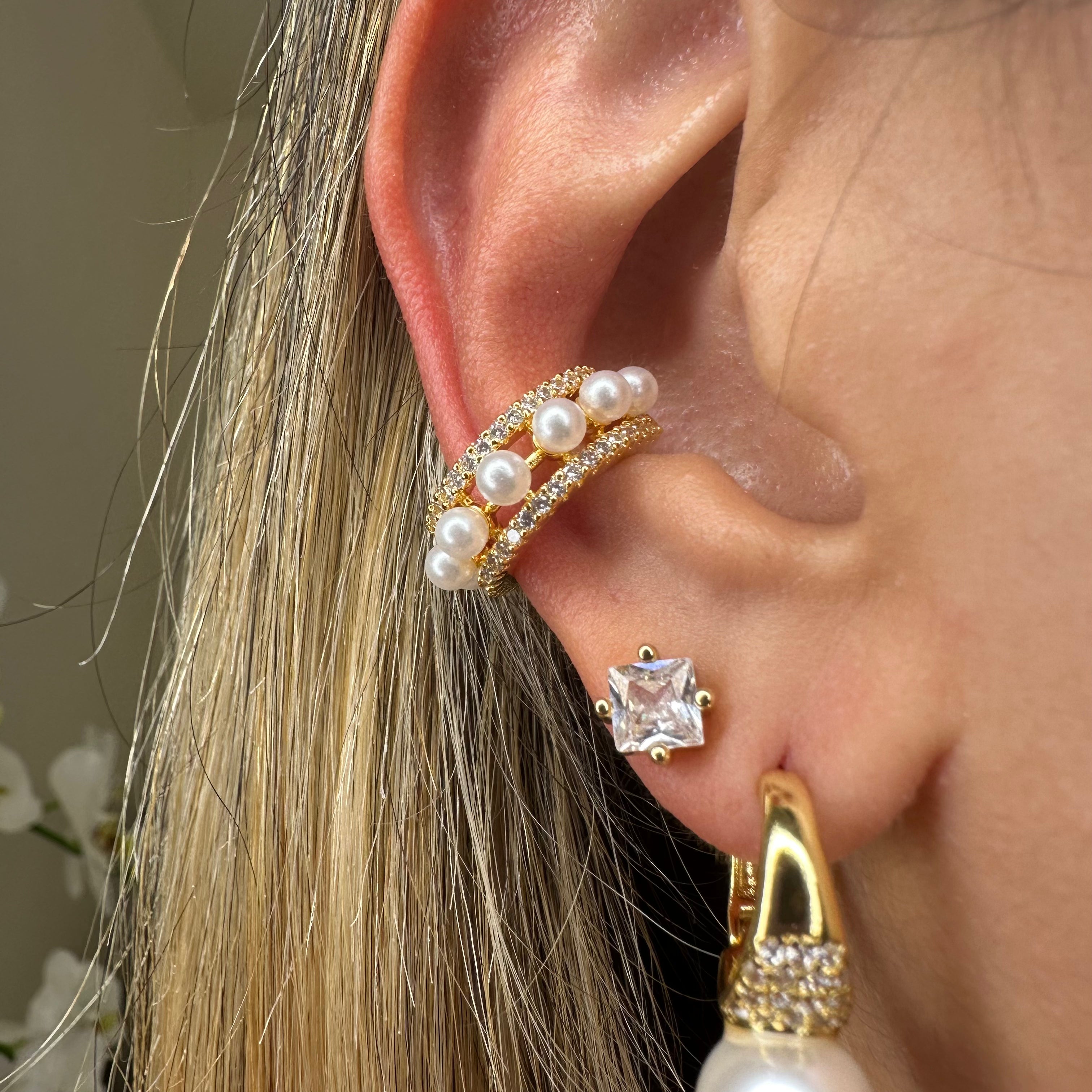 Pearls Zirconium Earcuff