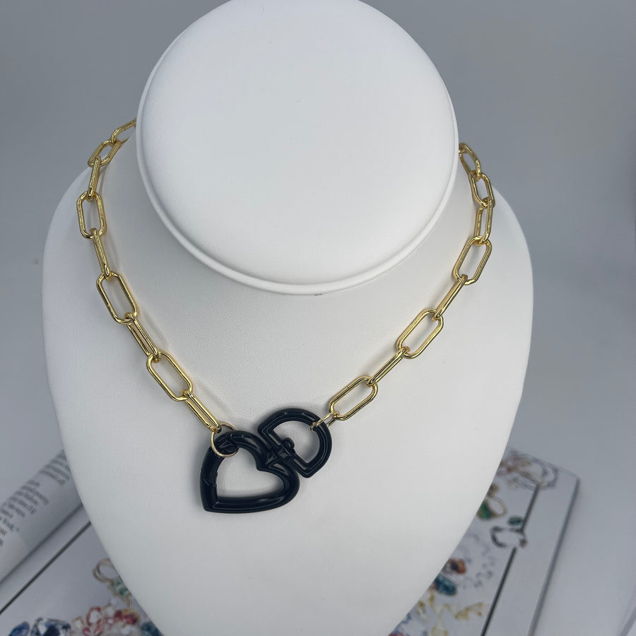 Chunky Lock Heart Necklace