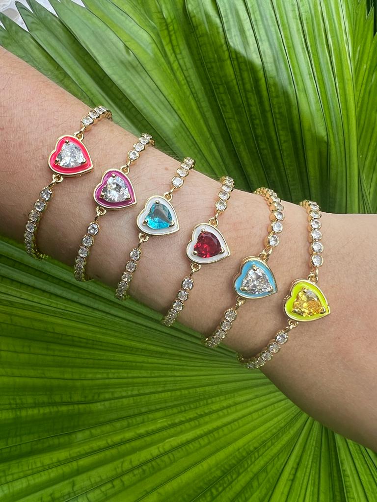 Enamel Crystal Hearts Bracelet