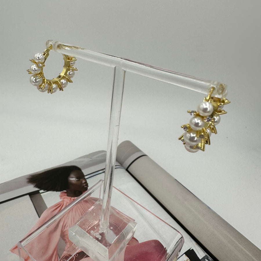 Zirconium Pearls Hoops