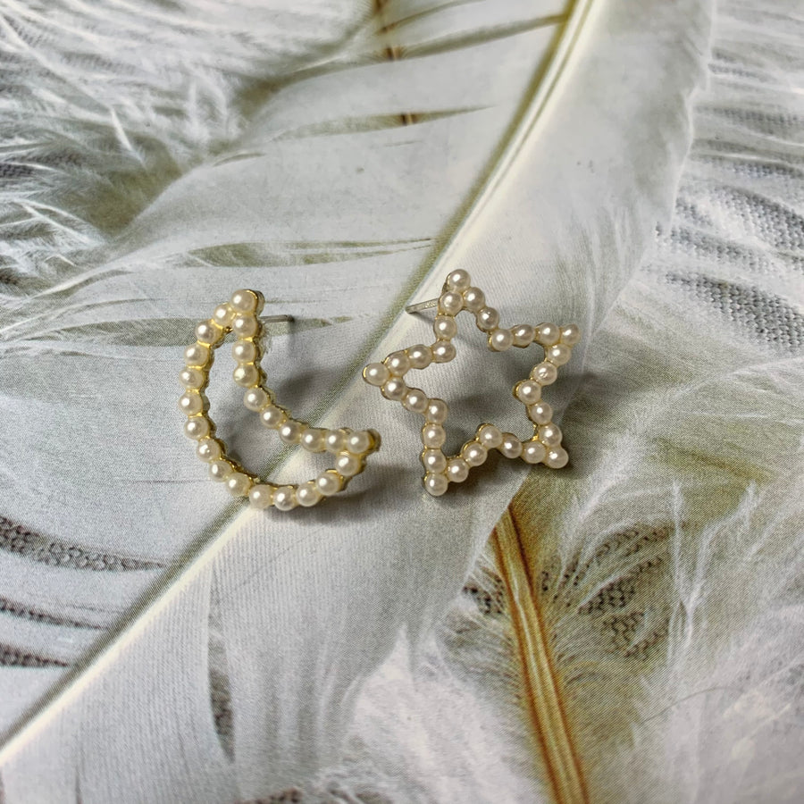 Star and Moon Pearls Earrings