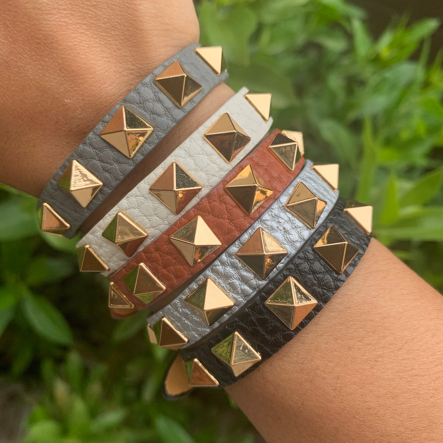 Leather Pyramids Bracelet