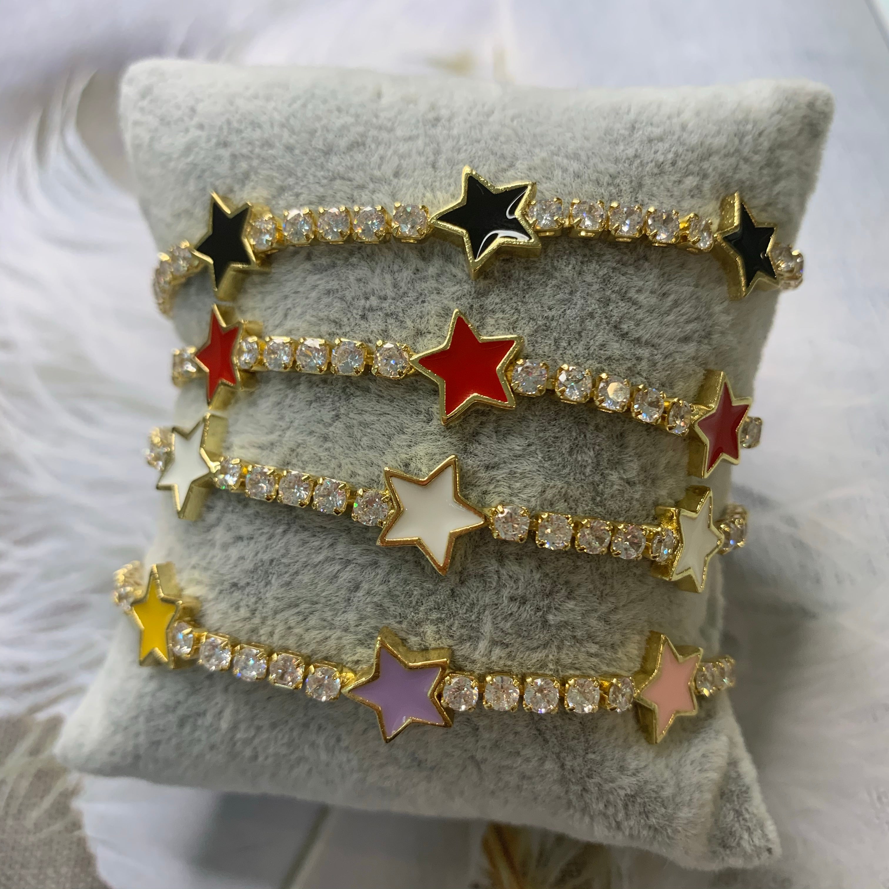 White Crystals and Stars Bracelet