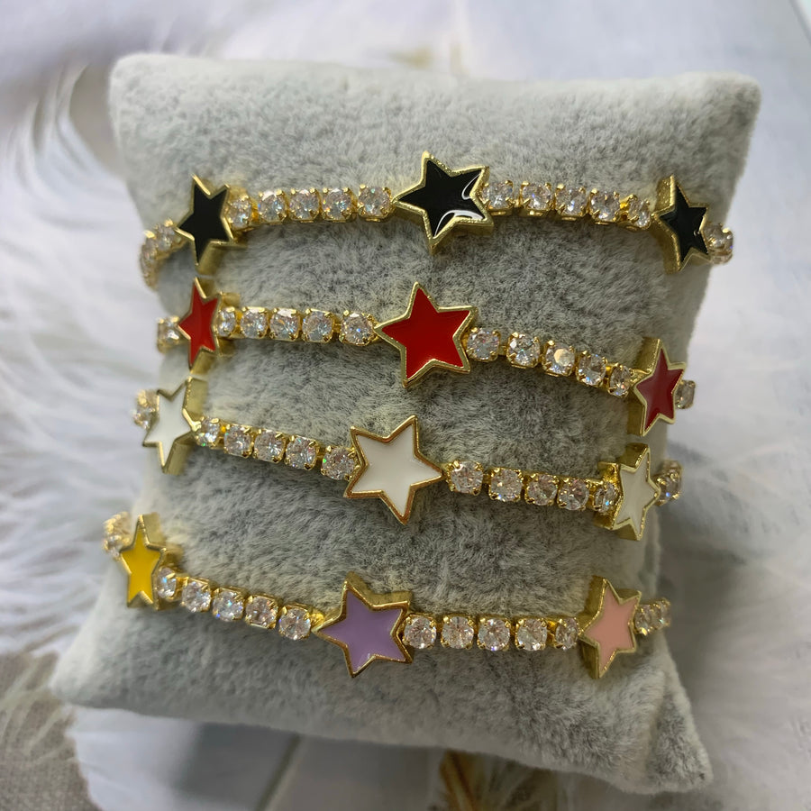 White Crystals and Stars Bracelet