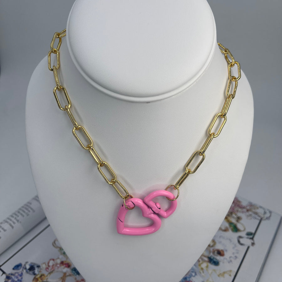 Chunky Lock Heart Necklace