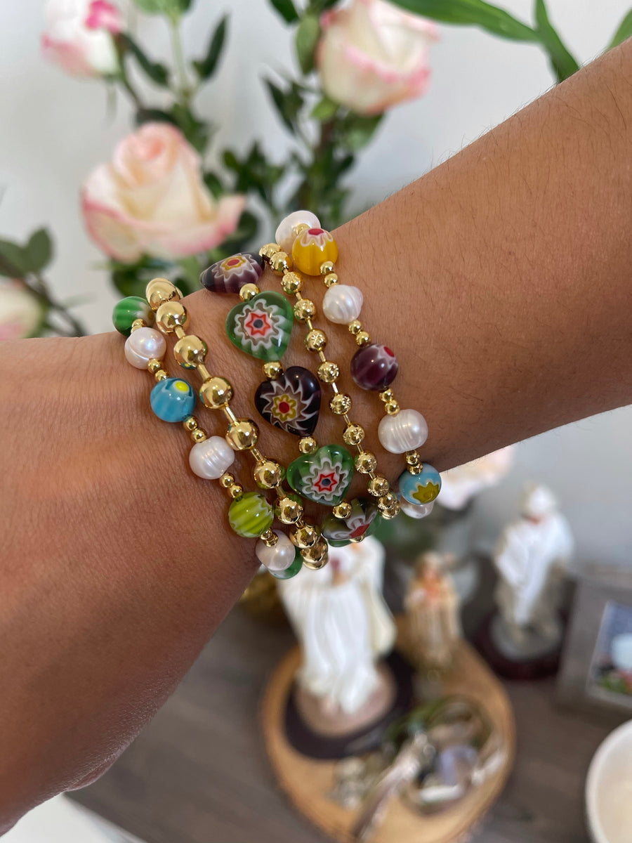 Flowers and Pearls Bracelet