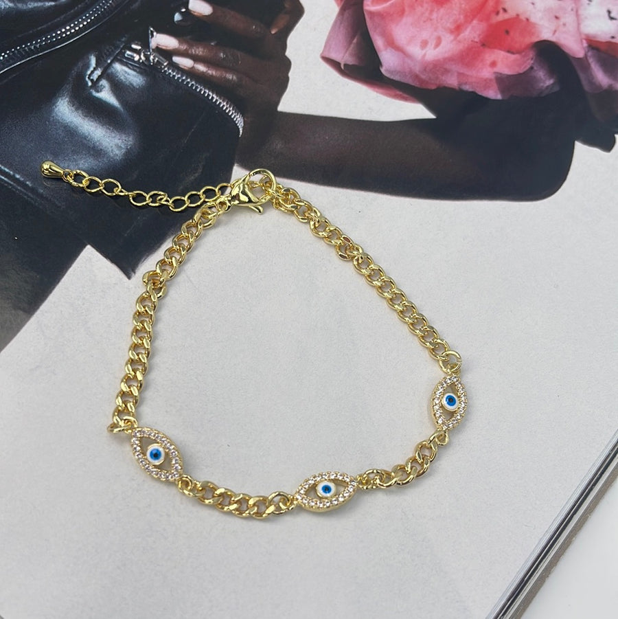 Evil Eye Cuban Link Bracelet