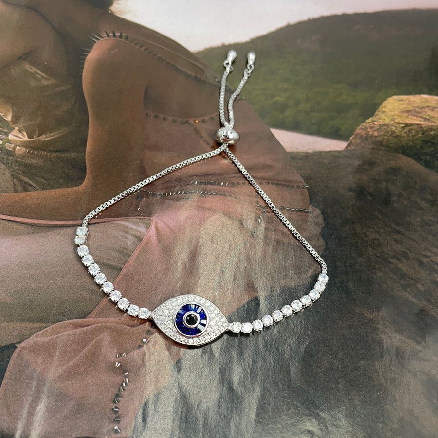 Silver Shiny Evil Eye Bracelet