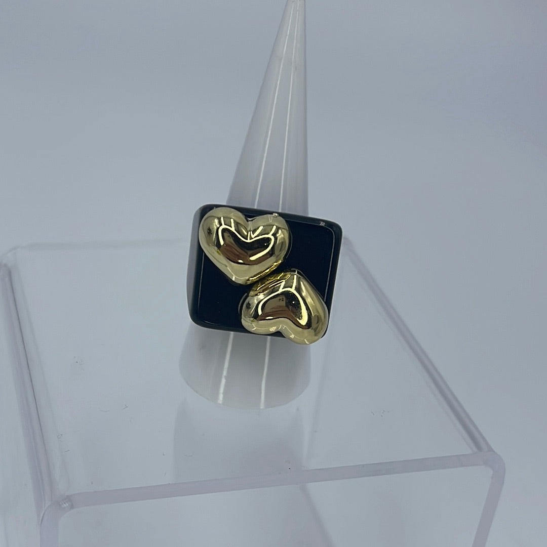 Double Hearts Plastic Rings