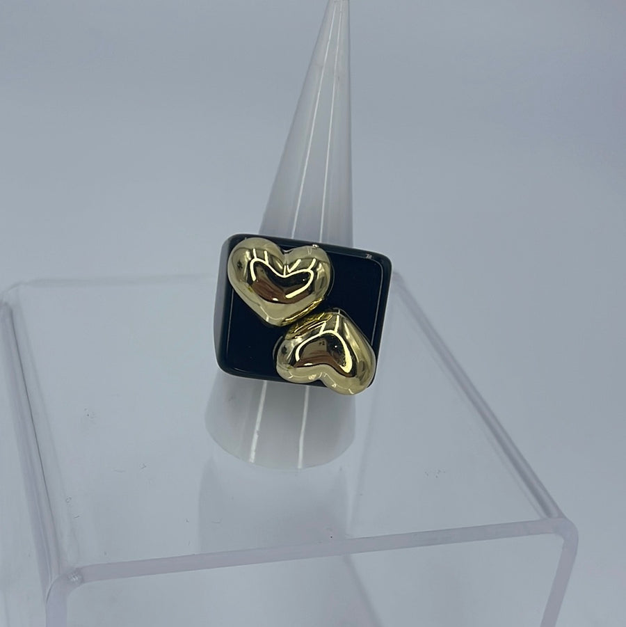 Double Hearts Plastic Rings