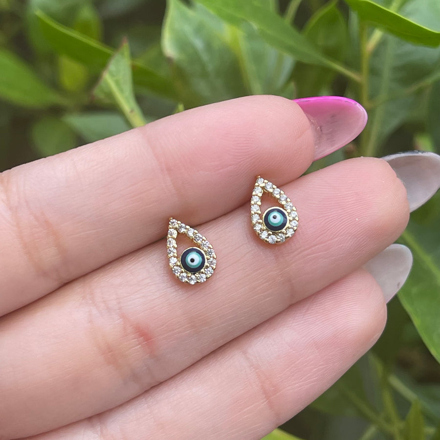 Mini Crystal Evil Eye Earring