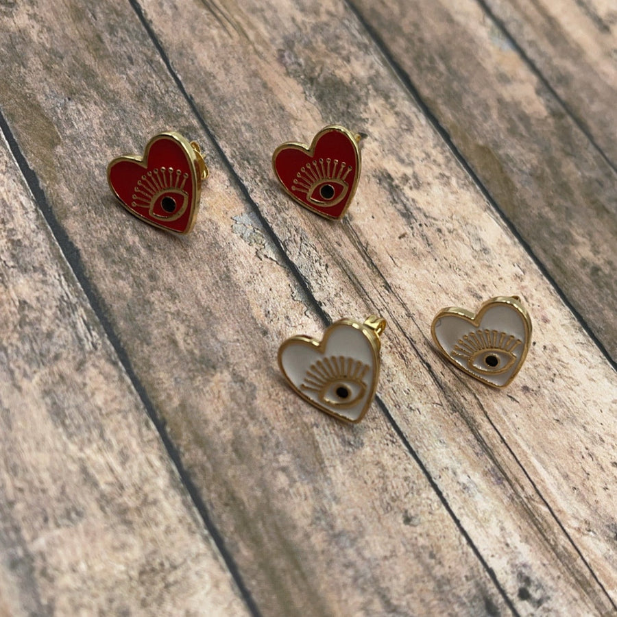 Hearts Evil Eye Earrings