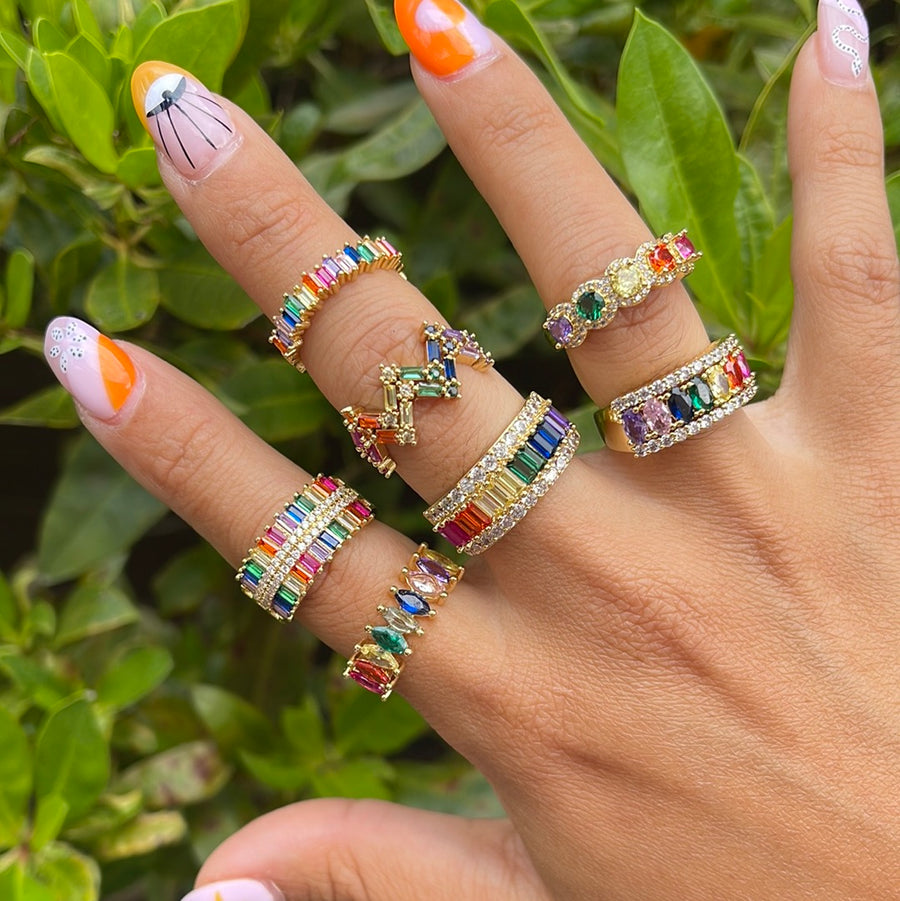 Full Color Crystals Rings