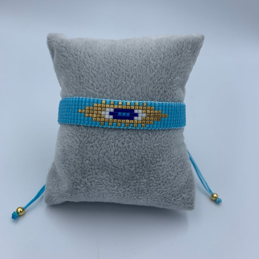 Thin Evil Eye Beaded Bracelet